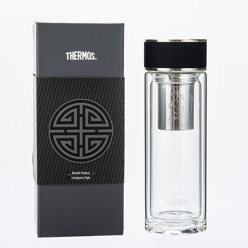 Thermos Double-Layer Insulated Glass Tea Infuser Bottle