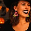 Kawaii Cute Ghost Earrings Irregular Halloween Party Jewelry Cool Ghost Pumpkin Earrings  Lady