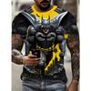 Marvel Herren Sommer Batman Gelb und Schwarz Color Block 3D Druck T-Shirt Superheld Anime T-Shirt