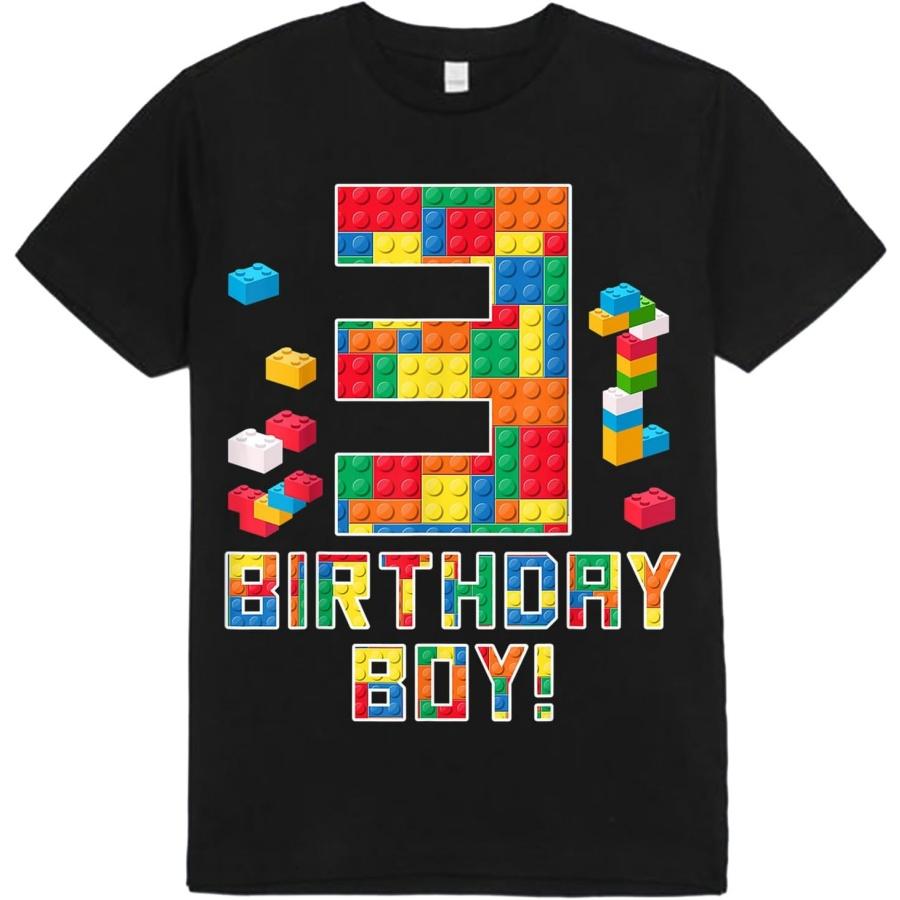 

MD203 3 Years Old Birthday Shirt Block Building 3rd Birthday Boy T-Shirt Bodysuit Short Sleeve Long Sleeve for Kids Toddler Boys Girls XXXXXL різнокольоровий