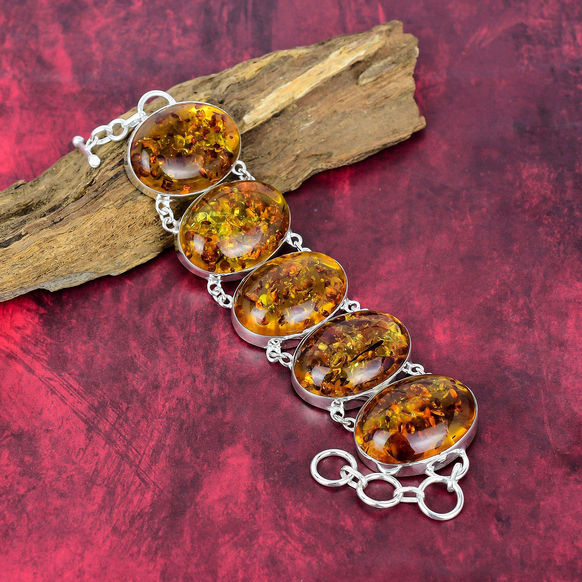 

Браслет из балтийского янтаря, Ювелирные изделия из драгоценных камней из стерлингового серебра 925 пробы, Браслет ручной работы ко Дню матери жёлтый