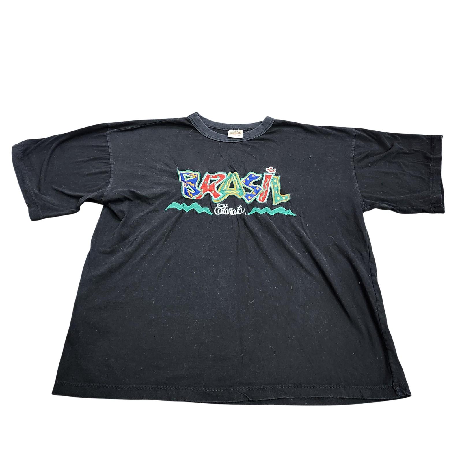 Mia Brasil Shirt Mens XL Black Brasil Brazil Graphic Tee Embroidered Tourist Top Unisex T-Shirt S