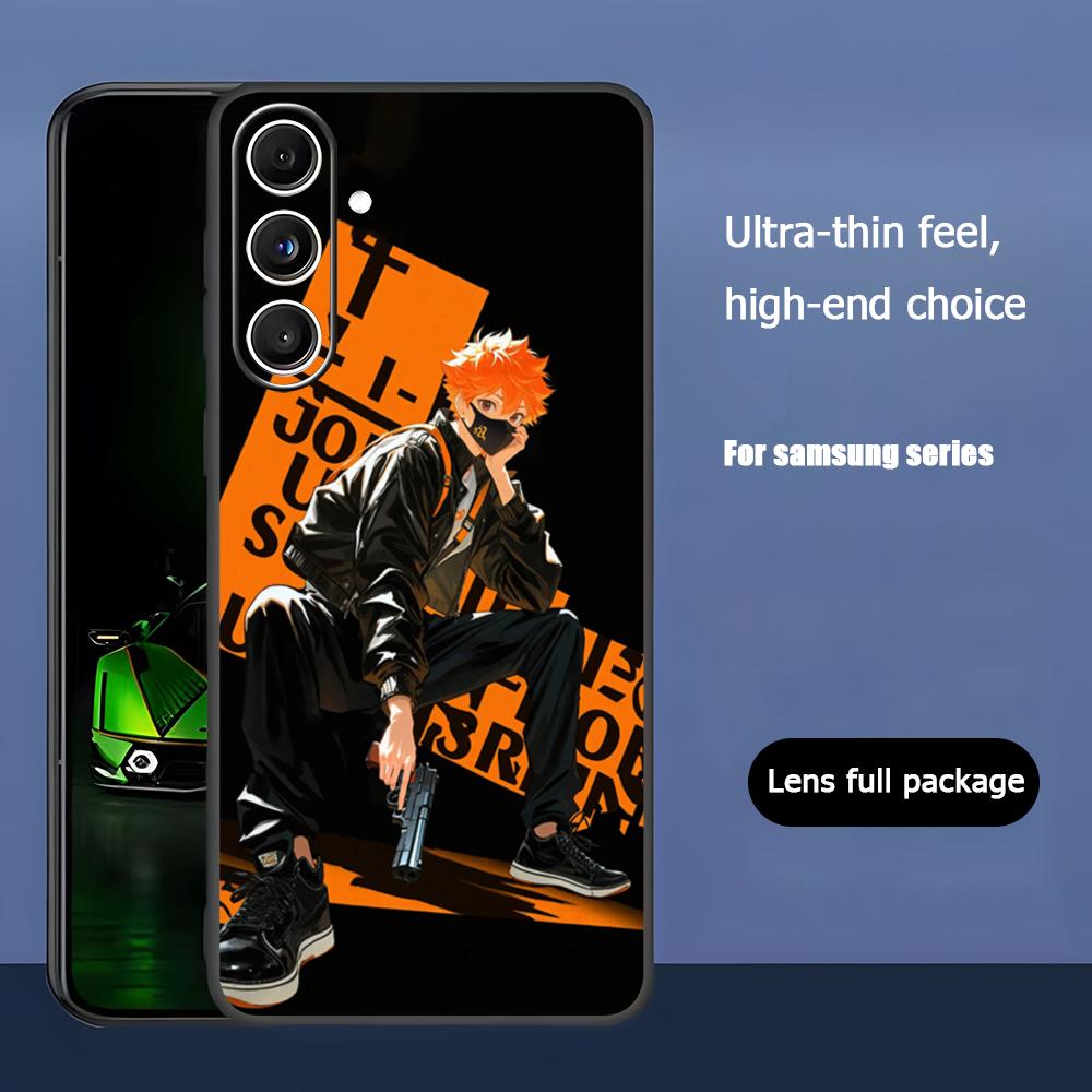 Haikyu Anime Shoyo Hinata Phone Case For Samsung Galaxy S25 S24 S23 S22 S21 S20 Plus Ultra Note20 Soft Black