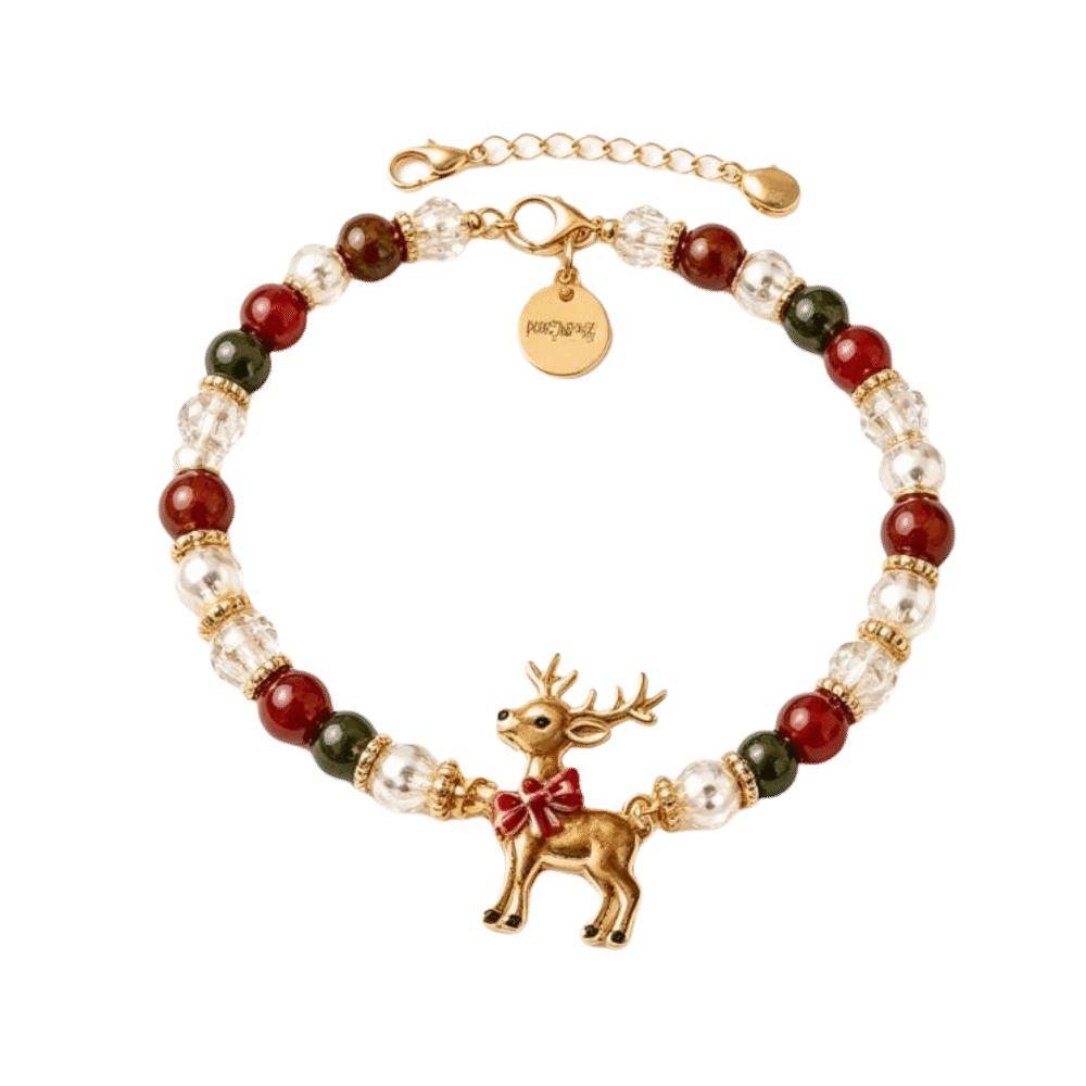 Santa Claus Crystal Beaded Bracelet Snowman Women Bangle Christmas Bracelets Party Favor