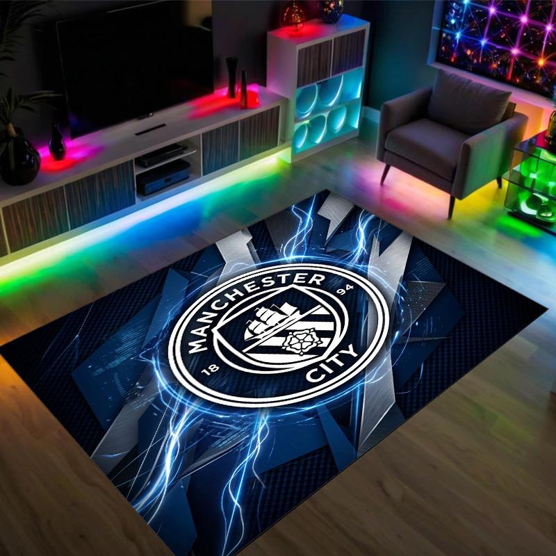 Manchester City Design Crystal Velvet Carpet Cozy Non?Slip Printed Rug For Bedroom Living Room Entrance