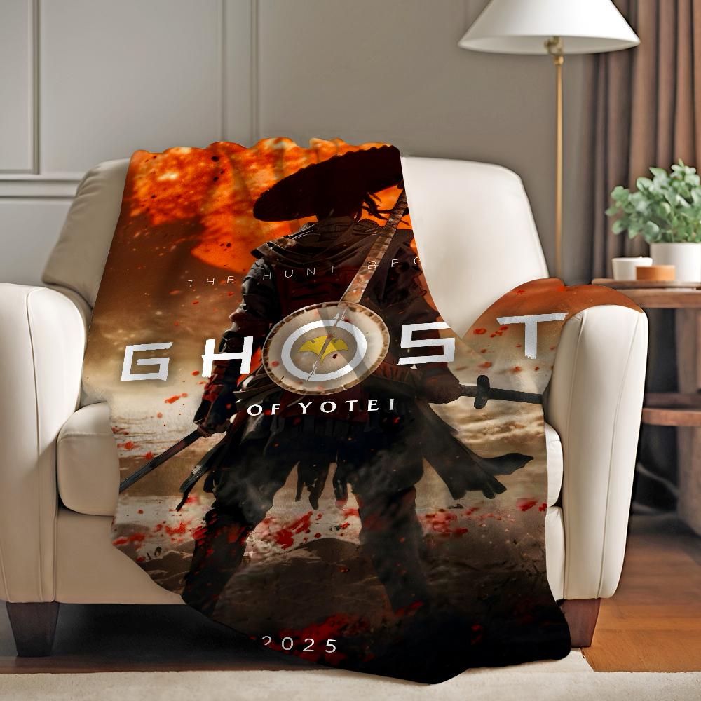 Game G Ghost of Tsushima Blanket Warm And Soft Suitable For Bedroom Living Room Sofa Bed Office Travel Camping