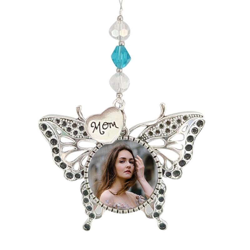 Stylish Silver Butterfly Shaped Car Interior Accessory Sublimation Blank Rearview GlassesPendant Auto Auto Hangings