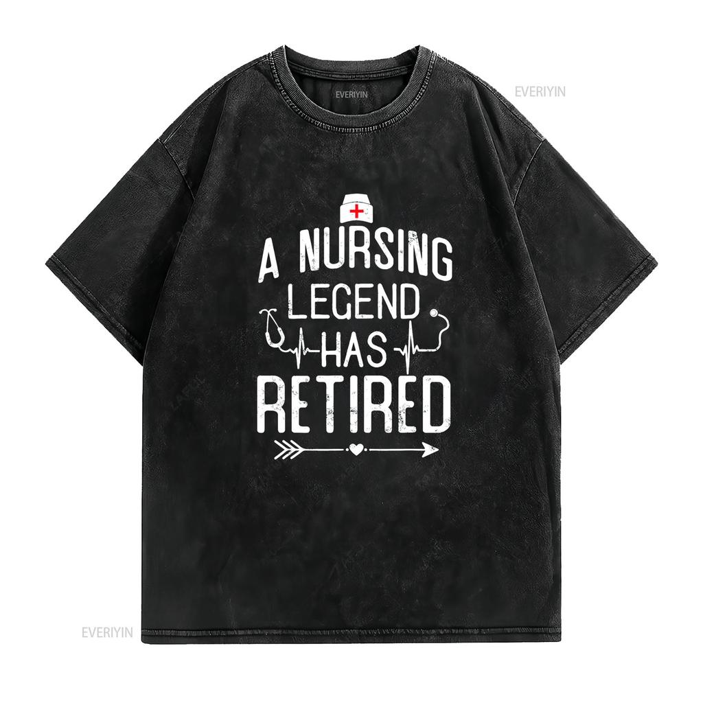 Krankenschwester Pflegende Legende Ist In Rente Gegangen Lustiges Ruhestandskrankenschwester T-Shirt vintage Gewaschen Leicht Bequem Dehnbar Stilvoll Grafik