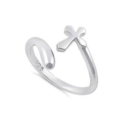 925 Sterling Zilver Open Kruis Verstelbare Damesring