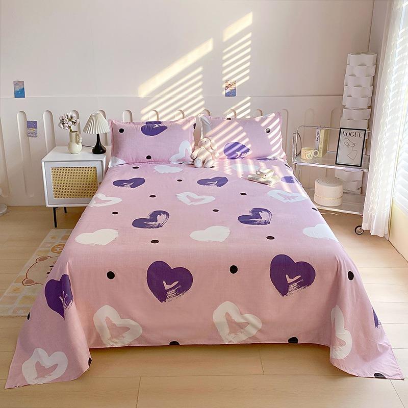 Simple Modern Plant Flower Printed Aloe Vera Cotton Brushed Bed Sheet Bedroom Printed Bed Cover Juego De Tres Piezas En La Cama