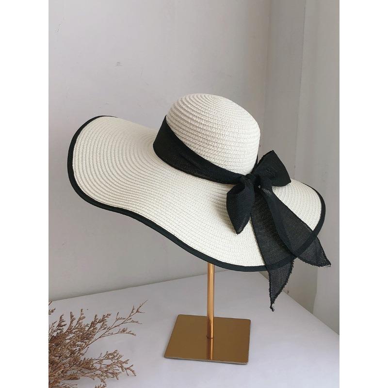 Big brim straw hat women summer sun protection big brim hat seaside bow beach hat sun hat sun hat