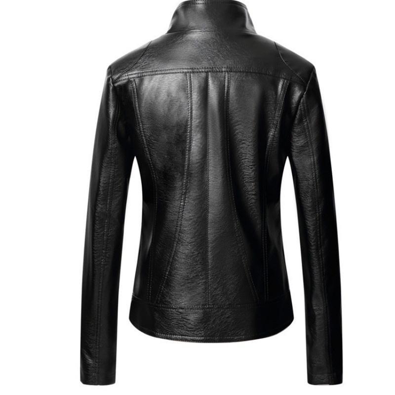 VANGULL Brand Women Faux Leather Jackets Fashion Autumn Winter Female Solid Color PU Leather Coat Long Sleeve Plus Size Leather Jacket