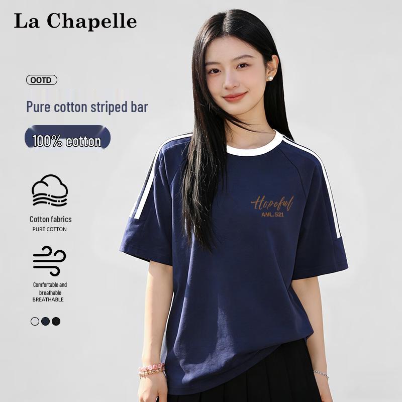 La Chapelle Women s Loose Striped Short Sleeve T-Shirt S
