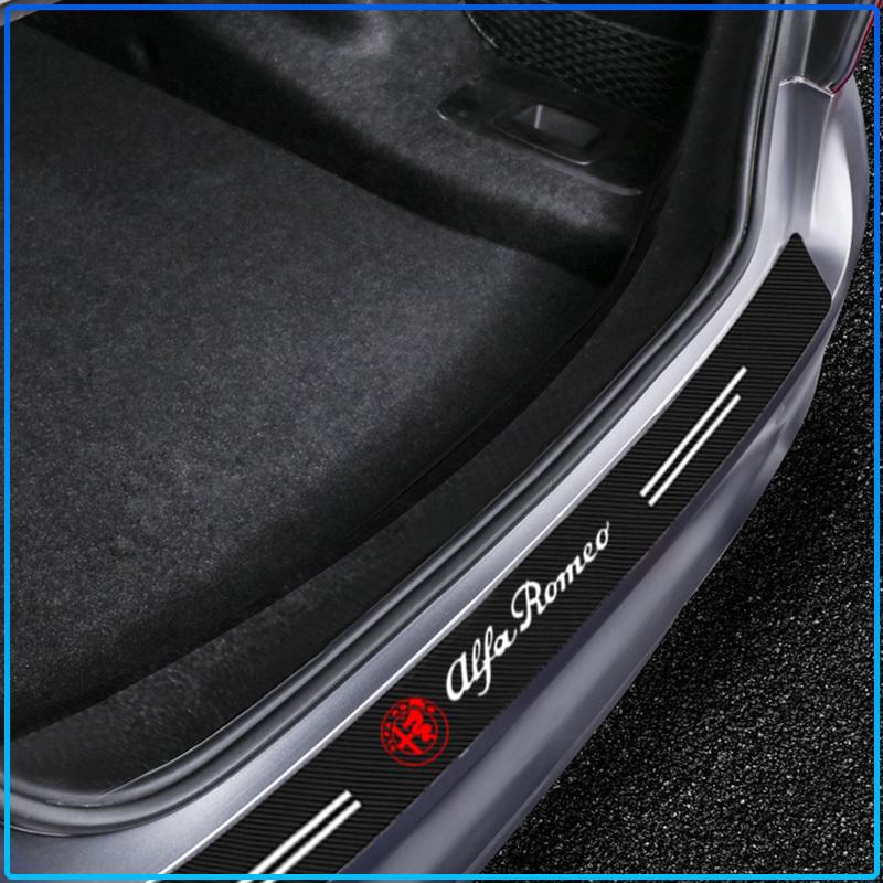 1pcs Carbon Fiber Car Trunk Rear Bumper Sticker Guard Plate Protector For Alfa Romeo 147 159 156 Giulietta Giulia Mito Spider Alpha Nheadrest