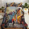 Oil Painting Style Street 3D Digital Printed Duvet Cover Fashion Youthful Quilt Cover Set Polyester Soft Comfortable Bedding Set