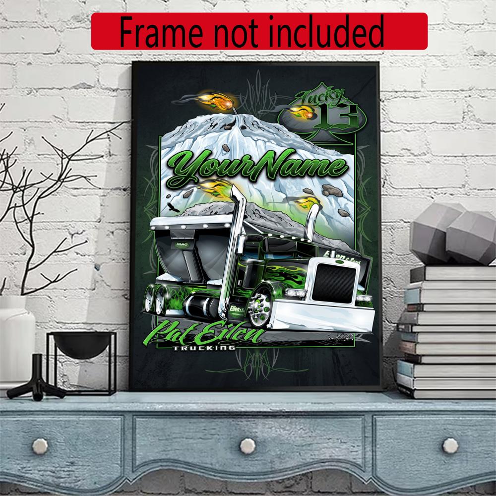 Peterbilt Heavy Trucks Customize Your Name Diamond Painting Round Diamond Diy Frameless Holiday Artwork Suitable For Home Office Wall Decoration