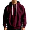 Men's Half‑Zip Fleece Hoodie, Leather‑Tip Drawstrings, Ribbed Cuffs & Hem, Relaxed Fit Casual Pullover Sweatshirt