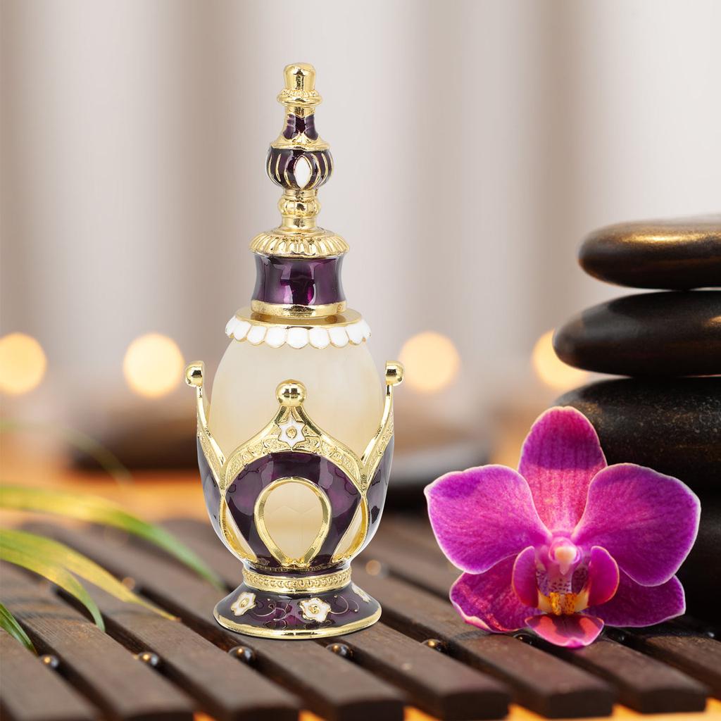 Decorative Glass Perfume Bottle Alloy Aroma Container Empty Refillable Essential Oil Diffuser Travel Sub Bottle Gift