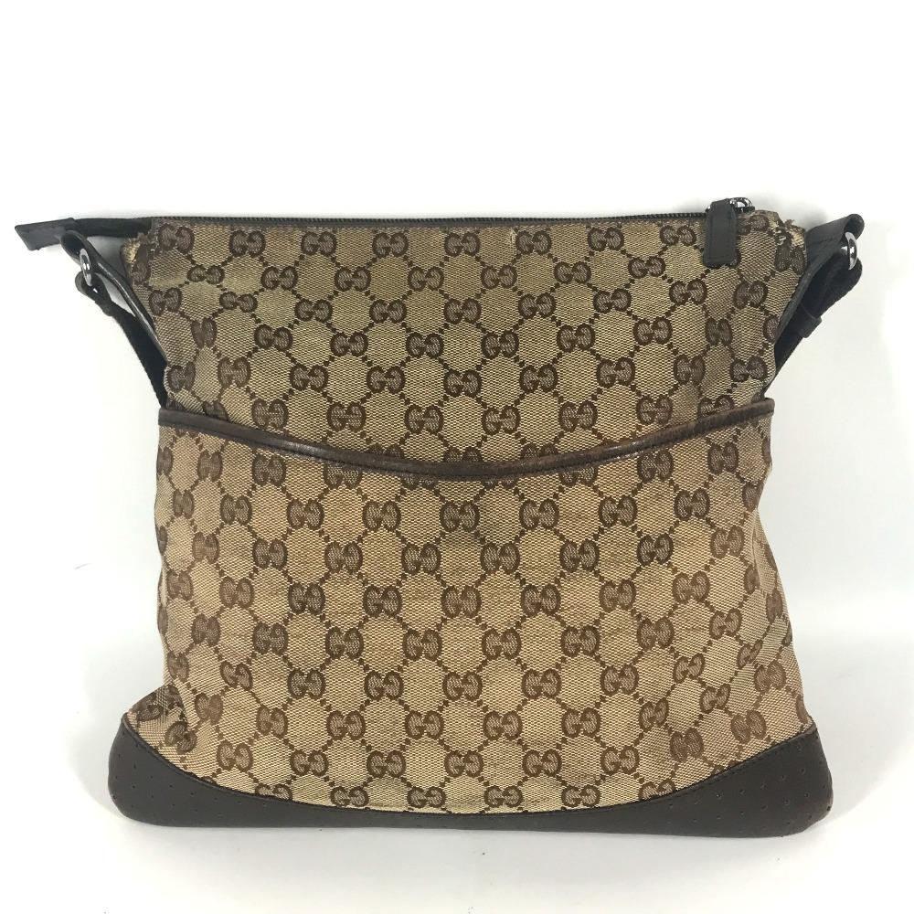 GUCCI 145857 GG Crossbody Messenger Bag Shoulder Bag Beige/SilverHardware