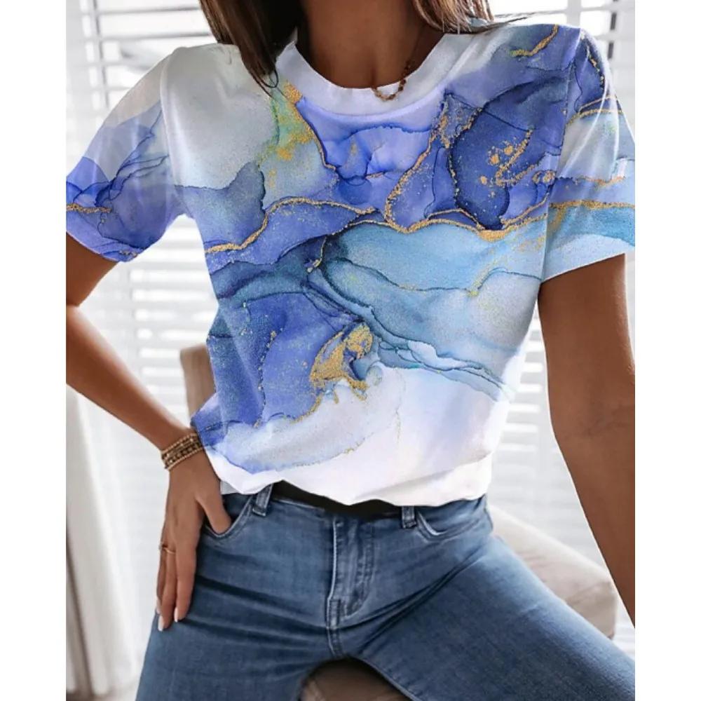 New Flower Petal Pattern T-Shirts Floral 3D Print Women's Short Sleeve Round Neck T Shirt Tees Harajuku Y2K Tops Female Clothing