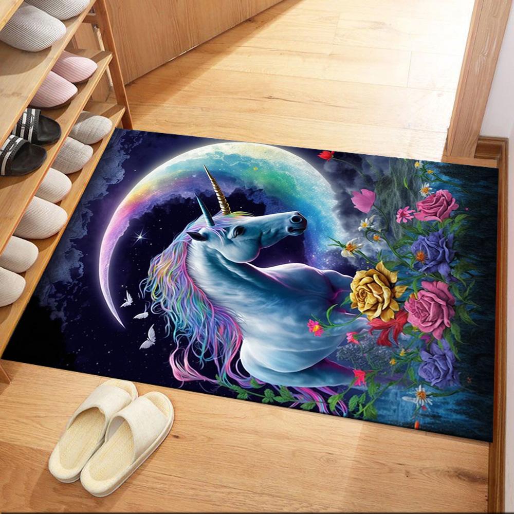 Beautiful Unicorn Carpet Design for Dormitory Hallway Living Rooms Outdoor Anti-slip Rug Office Home Decor