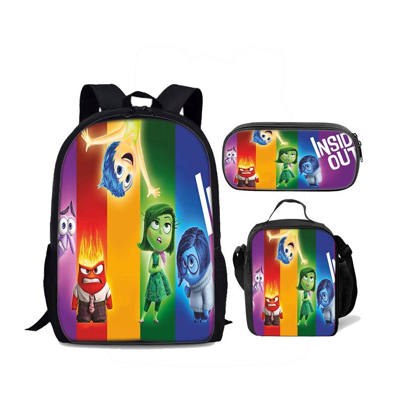 Insideout Student 17-Inch School Bag Ice Pack Three-Piece Mind Team Backpack Set