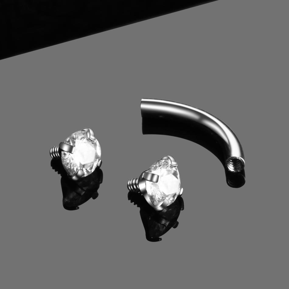 1 Stück Stahl Kristall Edelstein Augenbrauenring Tragus Helix Rook Ohrring Piercings Gebogener Bananenpiercing Lippen Helix Ringe Schmuck 16G
