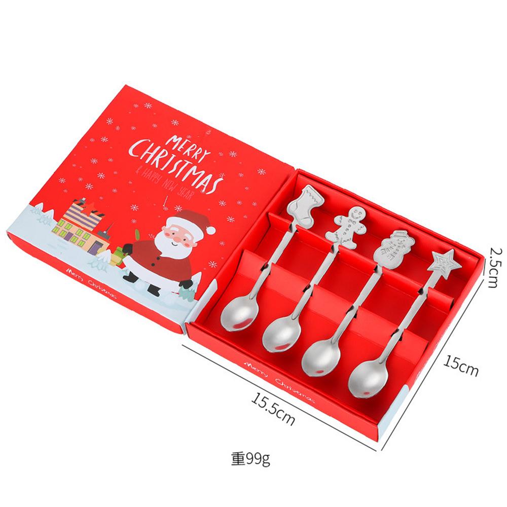 Coffee Spoon 4pcs Christmas Spoon Gift Set Dessert Spoon Stainless Steel Christmas Tableware Set For Tea Party Home Decoration
