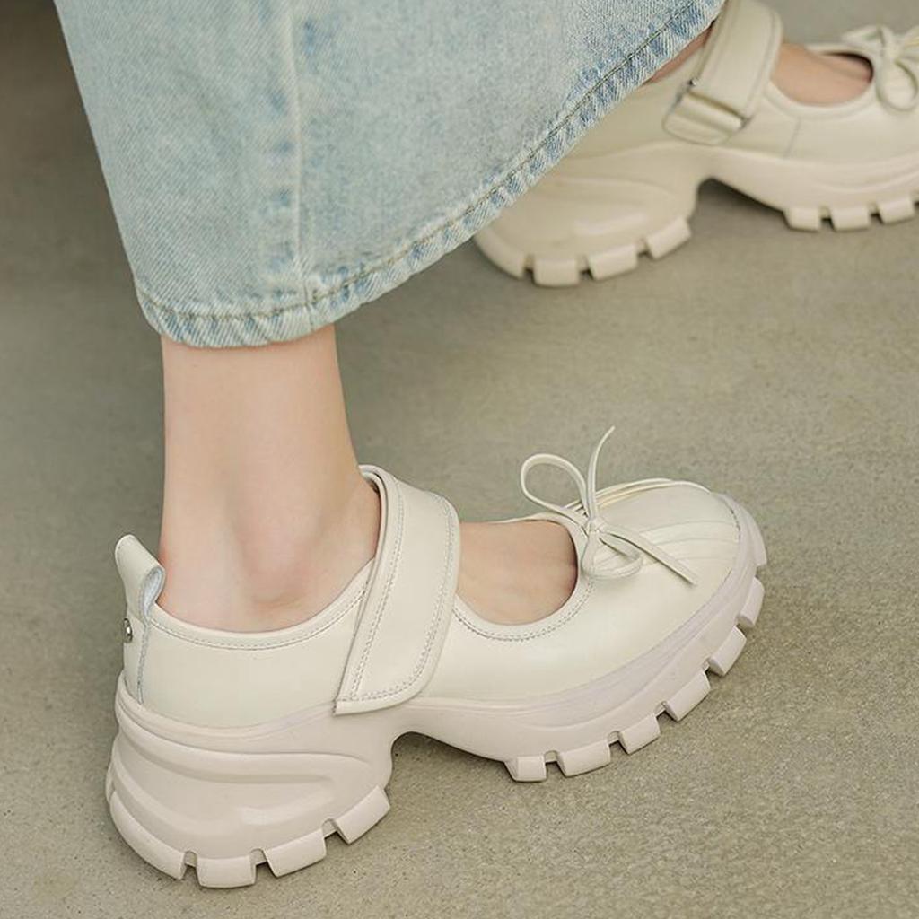 Krazing Pot Sheepskin Spring Autumn Summer Sneakers Platform Lace Up Silver Color Butterfly-knot Thick Bottom Women Fashion Shoes