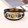 Twelve Constellations Genuine Leather Multi-layer Bracelet - Retro Woven Design for Couples