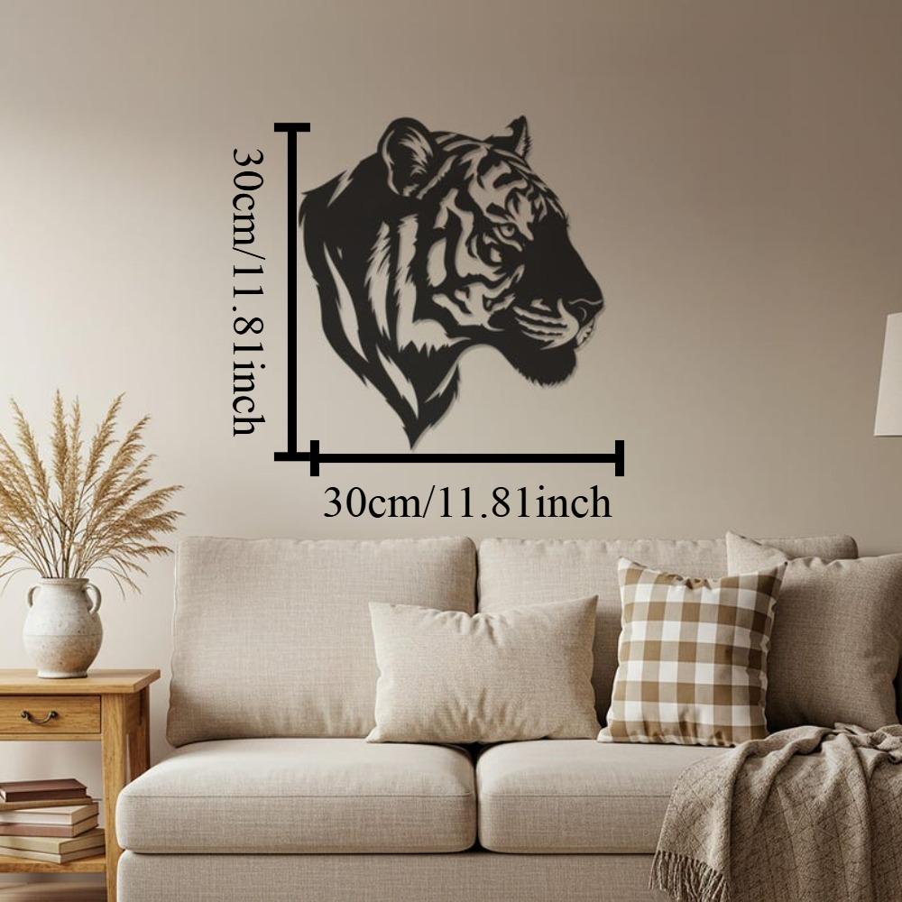 

Tiger Head Metal Wall Art Sculpture, 3D Animal Decor, Modern Wildlife Design, Minimalist Black Decor for Living Room 12in чёрный