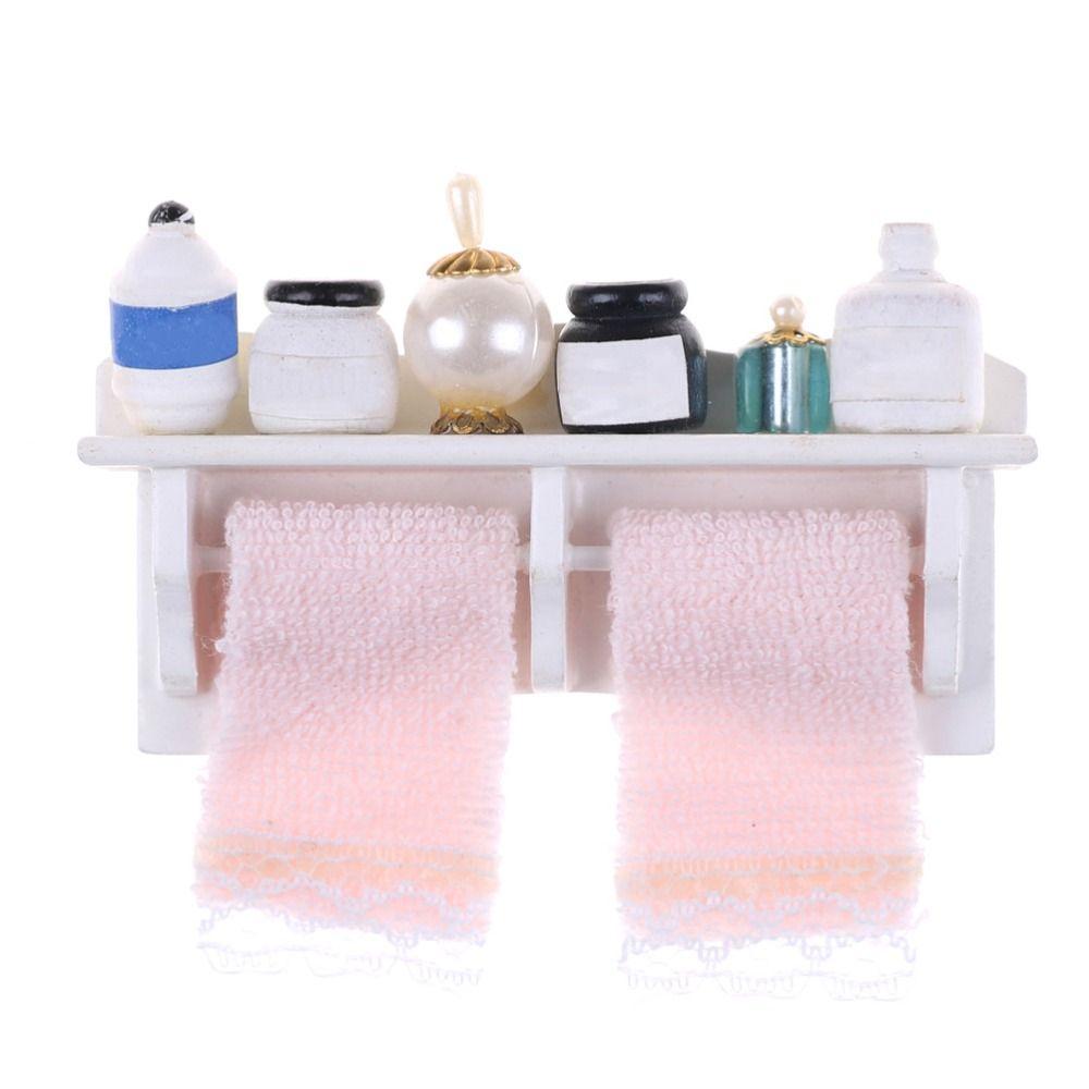 Accessories Scene Model Miniature Furniture Dollhouse Towel Rack Mini Cosmetics Shelf Bathroom Set