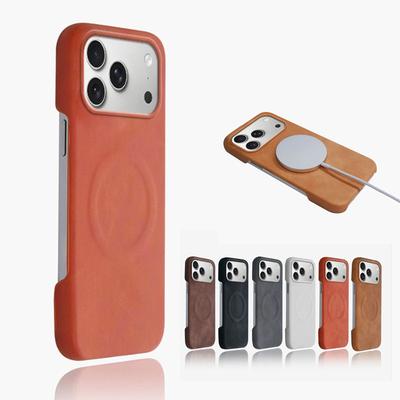 Nárazuvzdorné kožené pouzdro pro iPhone 17 Pro Max s magnetickým bezdrátovým nabíjením, bezrámečkový tvrdý kryt pro iphoneAir