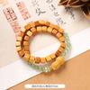 Multi-circle green sandalwood bracelet, men's and women's cultural play plate play bracelet, agate wooden Buddha beads stacked with accessories