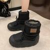 Women's Lace-Up Lightweight Chunky Sole Winter Insulated Fleece-Lined Snow Boots Slip-Resistant Casual Athletic Cotton Boots