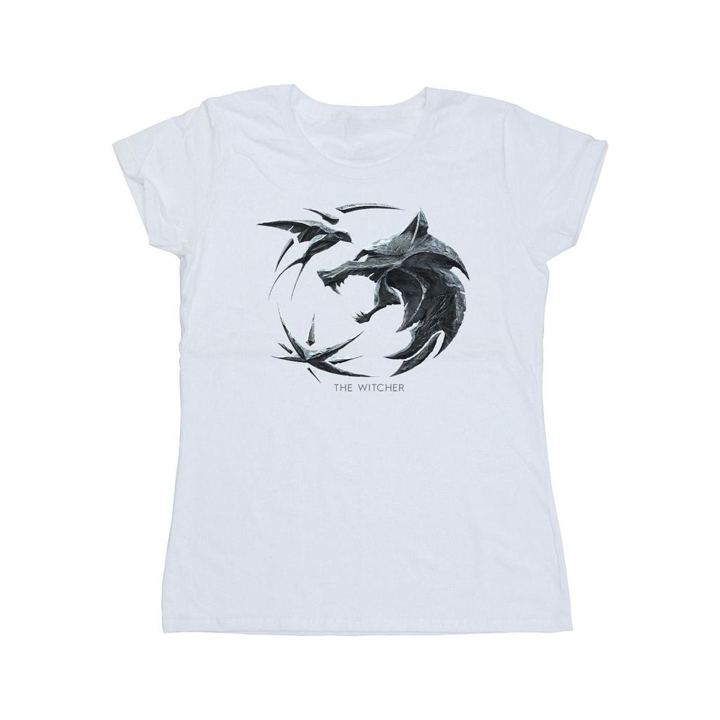 Netflix Womens/Ladies The Witcher Wolf Logo Cotton T-Shirt