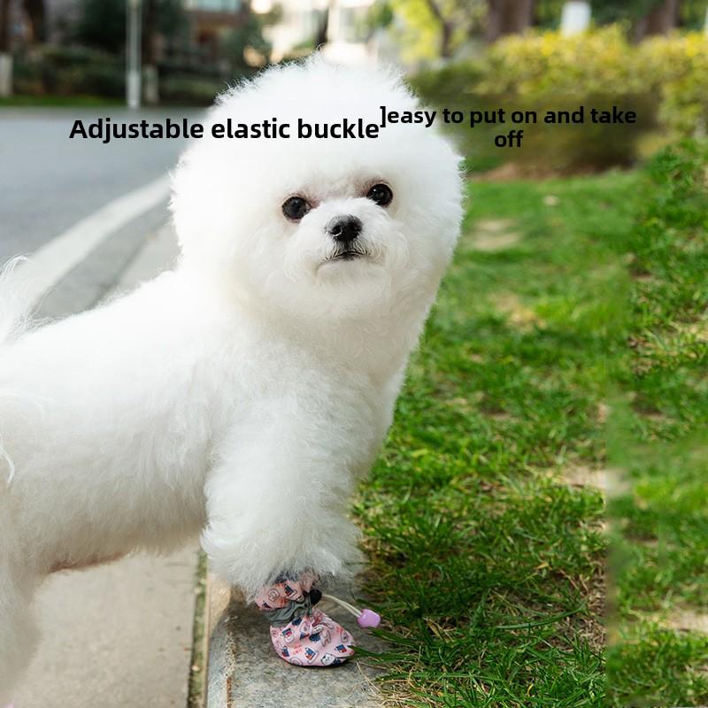 Pet Soft-soled Shoes Bear Full Print Puppy Dog Shoes Medium and Small Dog Teddy Dog Foot Cover Waterproof and Non-slip Pet Shoes
