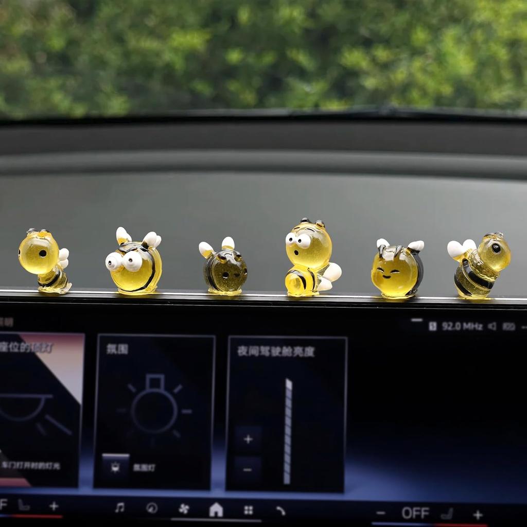 Mini Bee Cute Car Accessories, 8 PCS Yellow Bees Dashboard Decorations, Car Interior Decor for Women