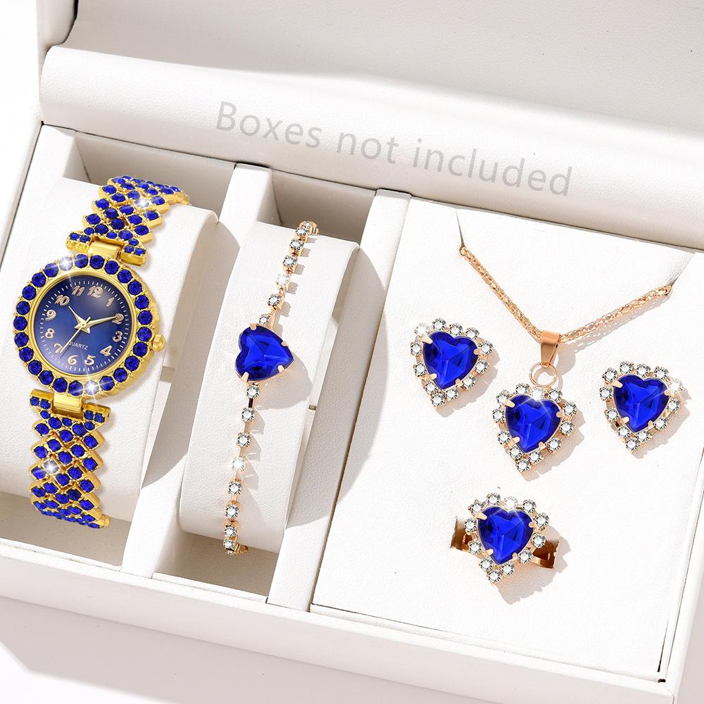 Full Diamond Watch Ladies Versatile Watch High Value Quartz Watch Jewelry Set