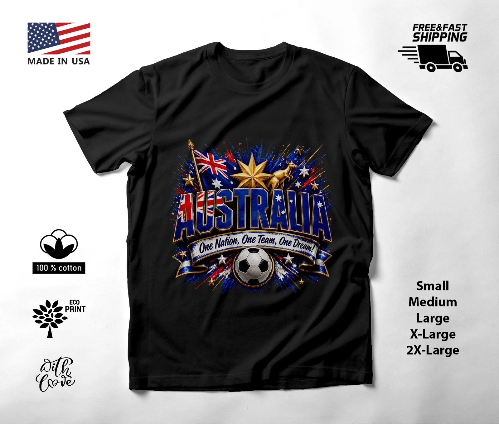AUSTRALIA - NEW World Cup 2026 Football Soccer Fans Black T-Shirt Tee Shirt S