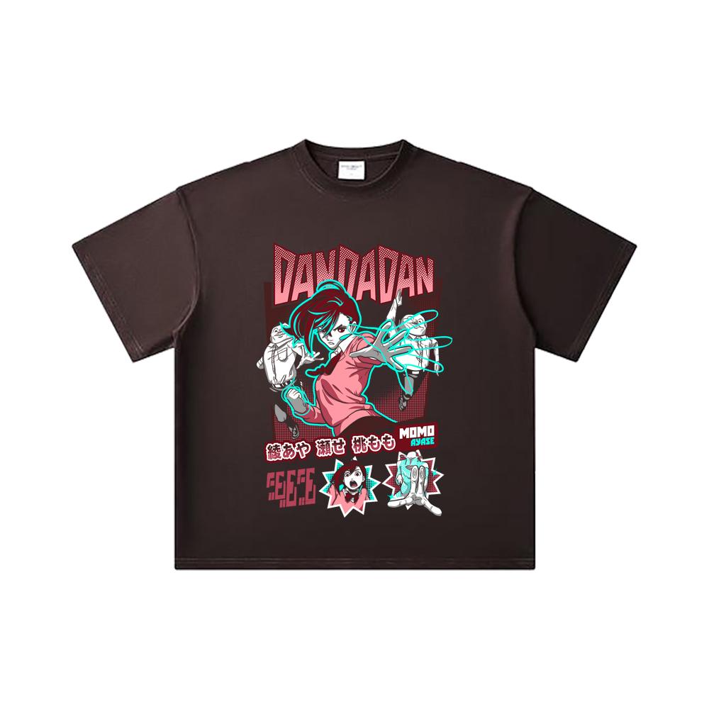 260 GSM Double Yarn 32 Count 100% Cotton Dandadan V15 Momo Print Unisex Heavy Cotton T Shirt