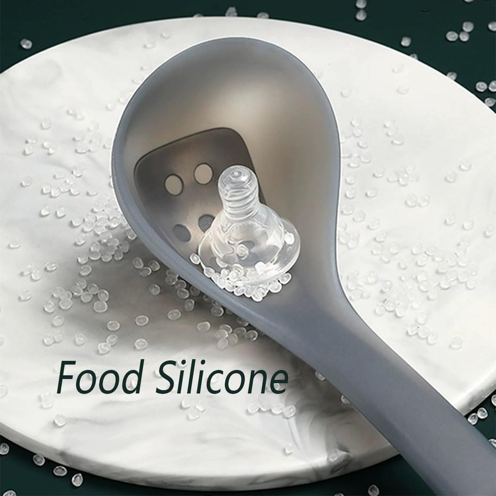 Kitchen Silicone Soup Ladle,Heat Resistant,Non-stick Seamless Rubber Deep Serving Spoon for Soups, Stews, Dressings