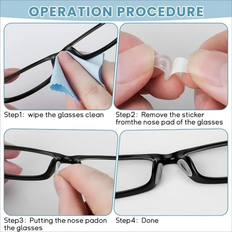 10/60pcs Glasses Nose Pads Adhesive Silicone Nose Pads Non-slip Transparent Nosepads for Glasses Eyeglasses Eyewear Accessories