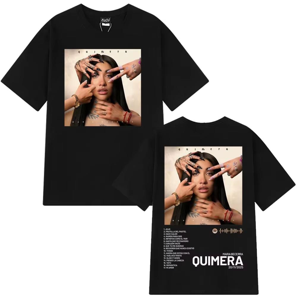 

Singer Maria Becerra Remera Quimera Album Tshirts Mens Women Aesthetic Tshirts Shortsleeved Casual pure Cotton Streetwear S