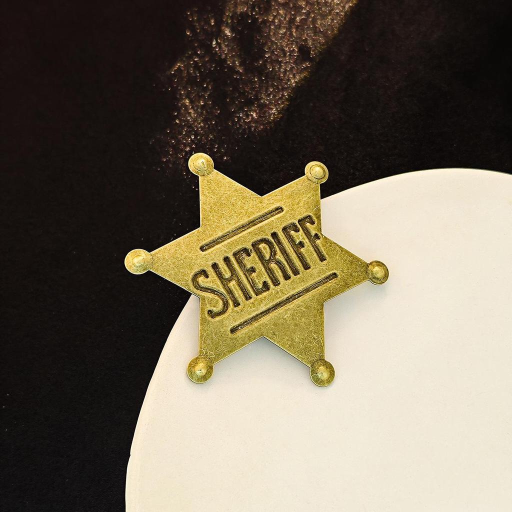 European & American Creative Police Badge Brooch - Retro Six-Pointed Star Medal Pin for Clothing Accessories