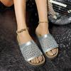 Women’s Rhinestone Slip-On Platform Birkenstyle Sandals, Handmade, Thick Sole, Beach and Casual Wear