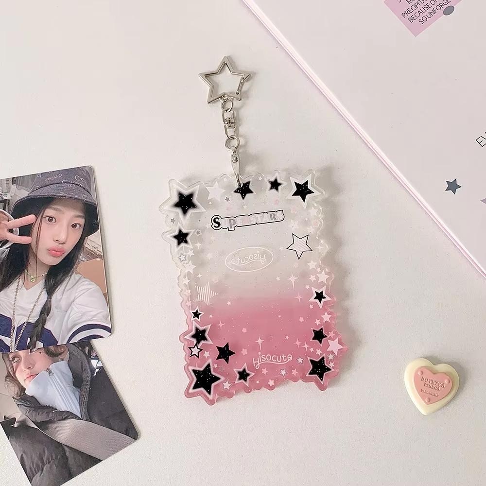 Transparent Star ID Card Holder Cute Girl Photo Card Sleeve Multiuse 3 Inch Card Display Bag Accessory