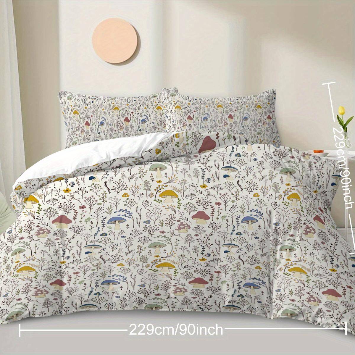 

Мультяшный грибной постельный набор 3D печать 2-3 предмета (Нет ядра) Комплект пододеяльника для спальни Подарок Домашний декор Текстиль Подарки для детей Eusingle 135x200cm