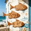 3Pcs/Set Bathroom Fish Wall Decoration, Rustic Wooden Fish Wall Art Sculpture, Nautical Wall Hanging Ornament for Beach Lake House