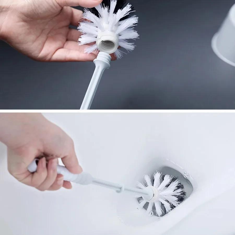 Toilet Cleaning Toilet Brush With Base Set Household Long Handled Toilet Brush Plastic Round Head Non Dead Corner Toilet Brush